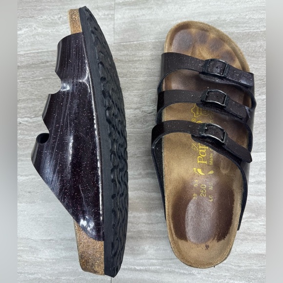 Papillio Florida Birkenstock Maroon Sparkly 3 Strap Sandals Size 39/8 - Picture 7 of 11